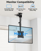 MOUNTUP Ceiling Monitor Mount for 13-32'', Max 22lbs Sceen, Flip Down Computer Monitor Mount, Folding Ceiling Mount with Full Motion Tilt Swivel Rotation, for Garage, Workshop, Sloped & Flat Ceilings