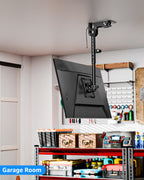 MOUNTUP Ceiling Monitor Mount for 13-32'', Max 22lbs Sceen, Flip Down Computer Monitor Mount, Folding Ceiling Mount with Full Motion Tilt Swivel Rotation, for Garage, Workshop, Sloped & Flat Ceilings