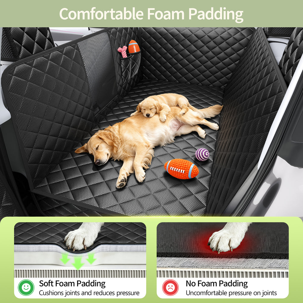 Dog Seat Covers for Tesla Model Y, Hard Bottom Dog Hammock | with Door & Headrest Protection, Waterproof Scratchproof Backseat Dog Cover with Mesh Window