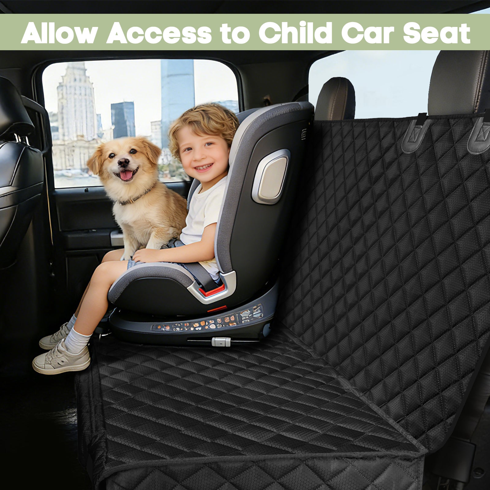 Smatto Dog Car Seat Cover for Trucks, Heavy Duty Rear Bench Cover for Ford F150/Chevrolet Silverado 1500/Ram 1500/GMC Sierra 1500, Waterproof Nonslip Pet Back Seat Cover for Dogs