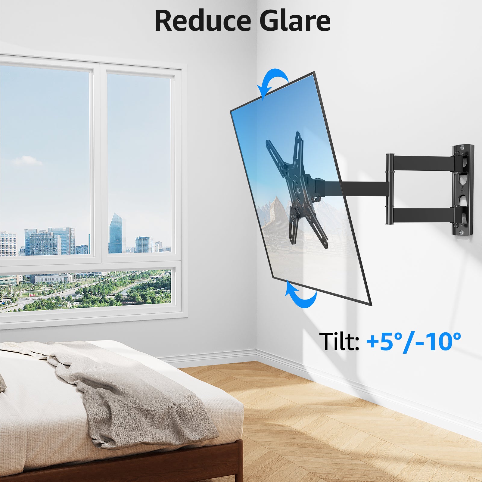 MOUNTUP UL Listed TV Monitor Wall Mount Swivel and Tilt for Most 14-42 Inch LED LCD Flat Curved TVs, Full Motion Wall Mount TV Bracket with Articulating Arm, Max VESA 200x200mm up to 33lbs, MU0029
