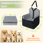 SMATTO Dog Car Seat for Small and Medium Dogs up to 26 lbs, Portable Waterproof Dog Booster Car Seat with Removable Washable Cover, Safety Seat Belt Y-Shape Safety Belt and Storage Pockets, Black