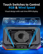 MOUNTUP RGB Laptop Cooling Pad for 13-19 Inch, Max 3500RPM Gaming Laptop Cooler, Cooling Pad Stand with Touch Switch to Control Speed, Laptop Fan Cooling Pad with Powerful 4.72 Inch Turbo Fan