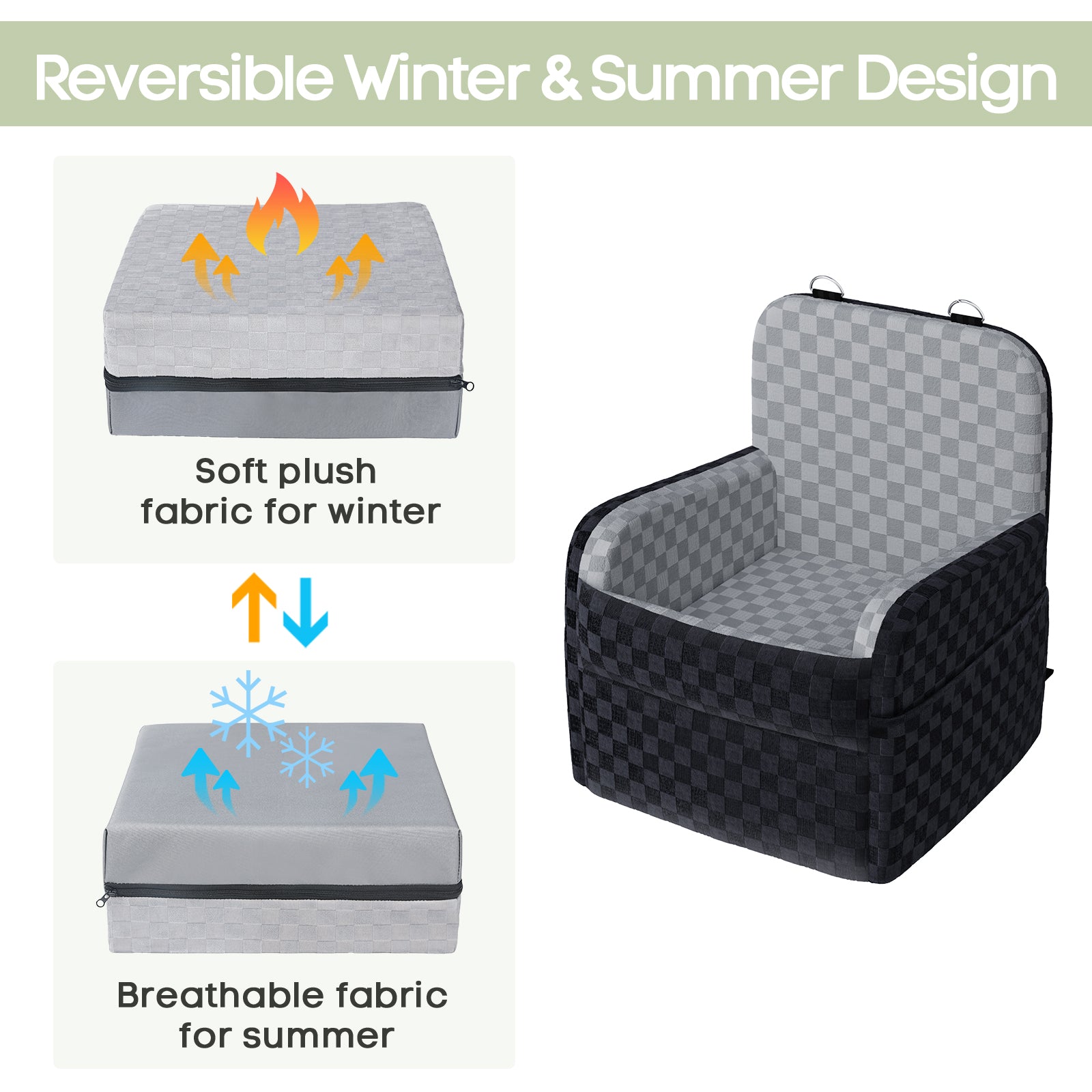 Waterproof Dog Car Seat for Small/Medium Dogs up to 26 lbs, Memory Foam Booster Seat Elevated 6in, Pet Car Seat with Removable Washable Cover, Y-Shape Safety Belt and Storage Pockets
