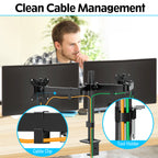 MOUNTUP Dual Monitor Stand Fits Max 32 Inch Screen up to 17.6lbs, Dual Monitor Desk Mount, Fully Adjustable Dual Monitor Arm for 2 LCD Screens, Double Monitor Stand with C-Clamp and Grommet Base