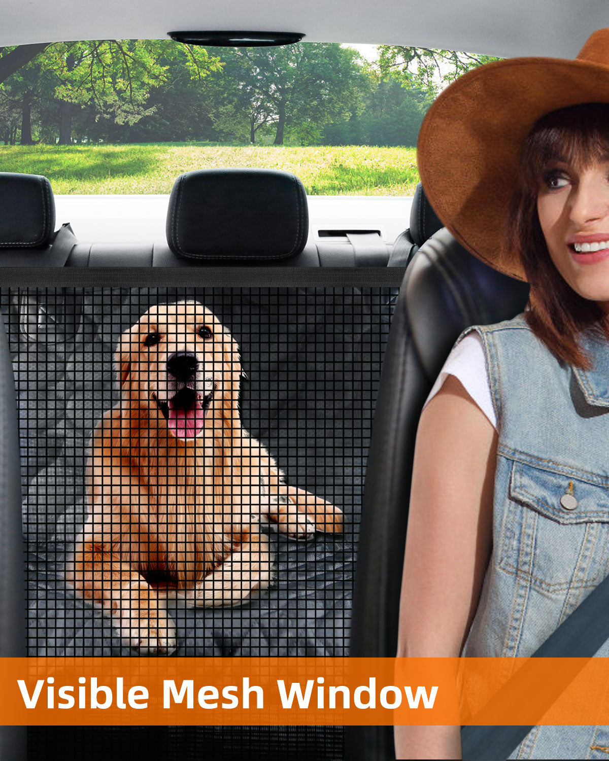 SMATTO Dog Car Seat Cover with Mesh Window, 100% Waterproof Pet Seat Cover for Back Seat, Scratchproof Dog Hammock for Cars, Trucks, SUVs, Jeeps, Black