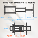 MOUNTUP 962mm Langarm TV Wandhalterung für 42–75 Zoll bis zu 45kg, Schwenkbare Neigbare Wandhalterung Fernseher, Extra Langer Reach Fernseher Halterung, Max VESA 600 x 400mm, EU0047-L