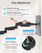 MOUNTUP Long Arm Monitor Wall Mount for 17-32” Screens, Supports 4.4-17.6lbs, Long Reach Arm Extends Up to 27.97”, Copmuter Wall Mount Monitor Arm, Full Motion Tilt Swivel Rotation, VESA 75x75 100x100