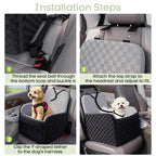 SMATTO Dog Car Seat for Small and Medium Dogs up to 26 lbs, Portable Waterproof Dog Booster Car Seat with Removable Washable Cover, Safety Seat Belt Y-Shape Safety Belt and Storage Pockets, Black