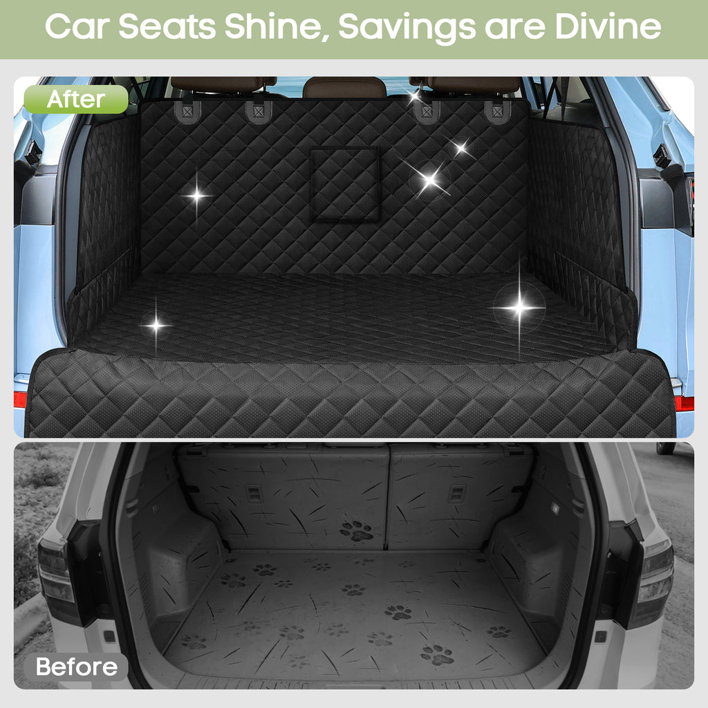SMATTO Waterproof Dog Cargo Liner for SUV Sedan Van, Non-Slip Scratchproof Pet Seat Cover with Bumper Flap Protector, Large Universal Fit